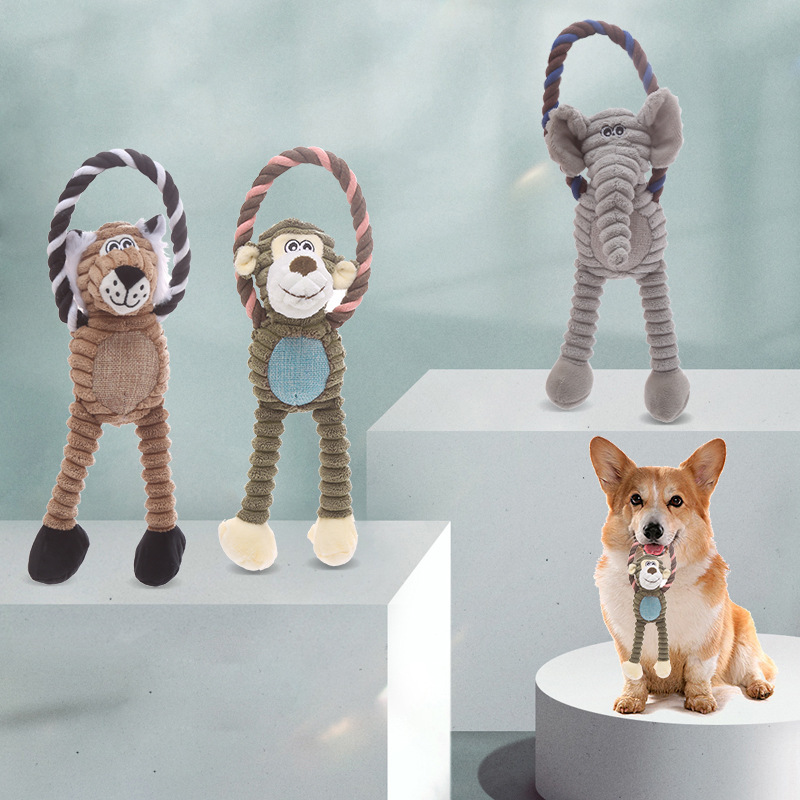 Pet toys with sound, plush toys, cute monkeys, elephants, bite resistant teeth, accompany pets to play, attract their attention, dog toys, pet supplie