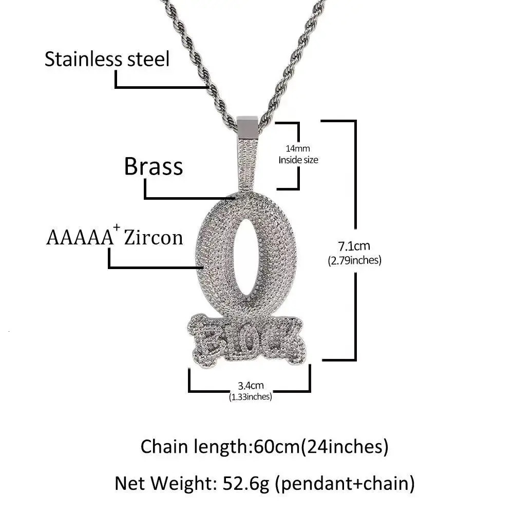 Hip-hop trendy full diamond zircon letter pendant necklace jewelry 250313