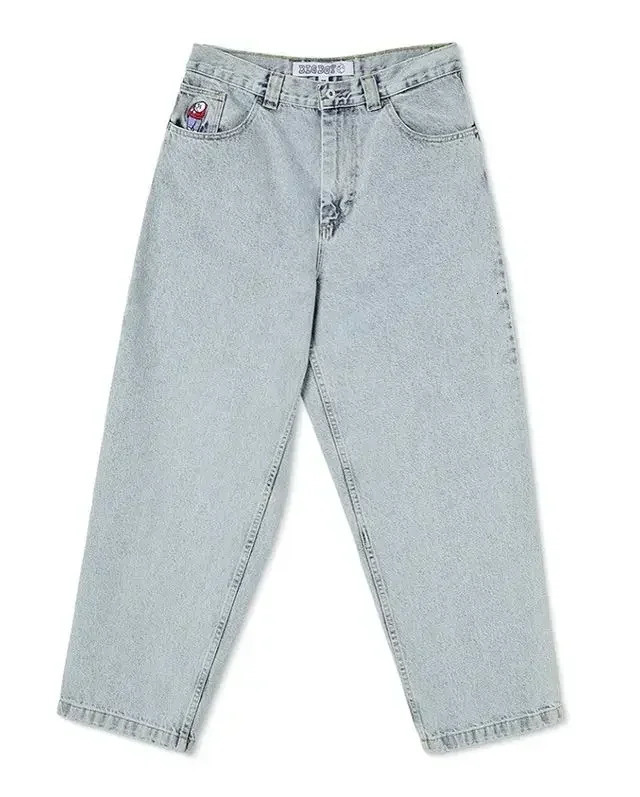 Polar Big Boy Blue Baggy Jeans Embroidery Jeans Y2K Pants Streetwear Gothic Cartoon Retro Punk Rock High Waist Wide Trouser 250320