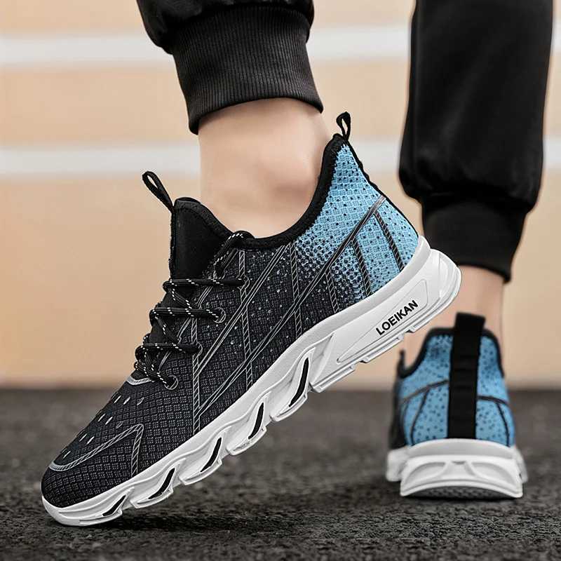 Mens plus size casual mesh sports shoes with soft soles for all seasons anti slip outdoor running shoes fashionable breathable lightweight sports shoe