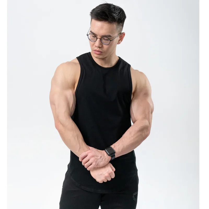 Mens Summer Cotton Workout Casual Tank Top Sleeveless Sportswear Shirt Gym Clothing Bodybuilding Undershirt Fitness Running Vest 250320