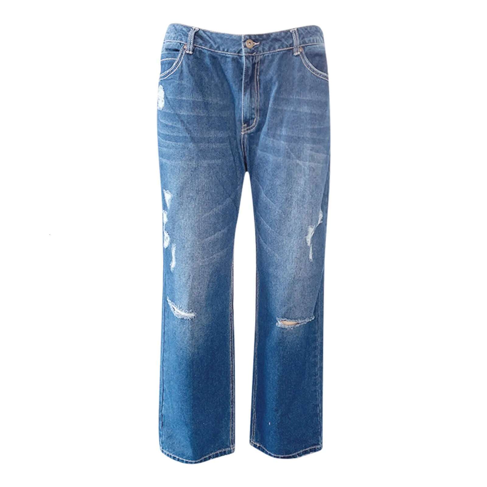 Designer Jeans Straight Leg Casual Jeans Women's Waist Work Pants Slit Hem Low Waist High Waist Elastic Oversized Men's Jeans Sportswear