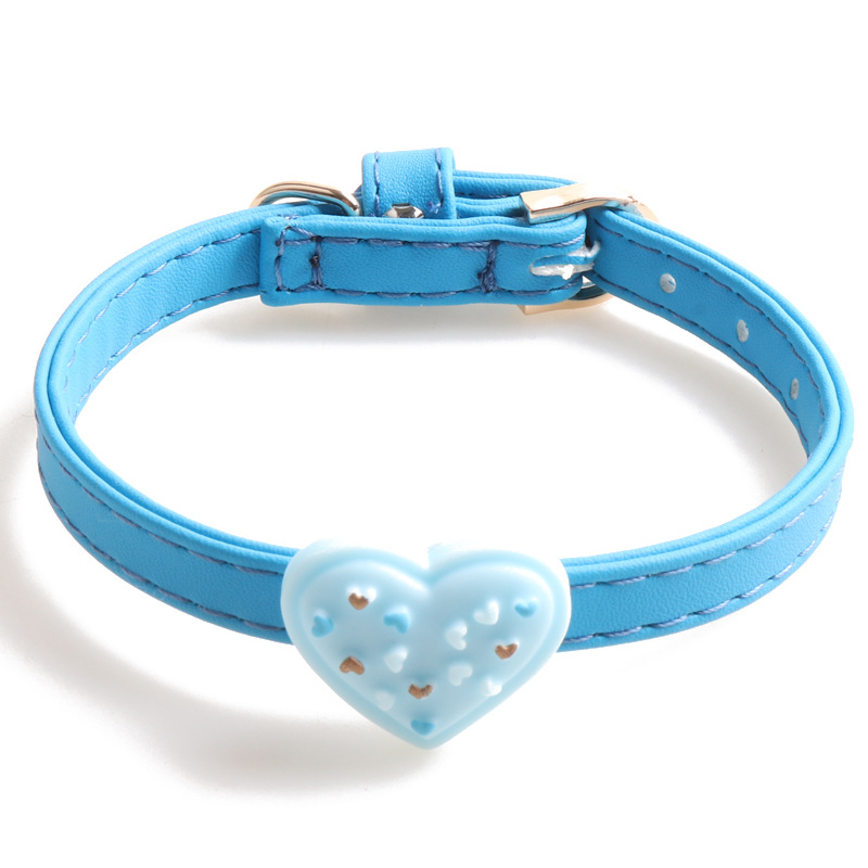 Soft Durability Leather Cat Collar with Bell and Removable Heart-shaped Cake Decoration Kitten Collar, Small and Big Cat Cute Collar for Boy Cats, Gir