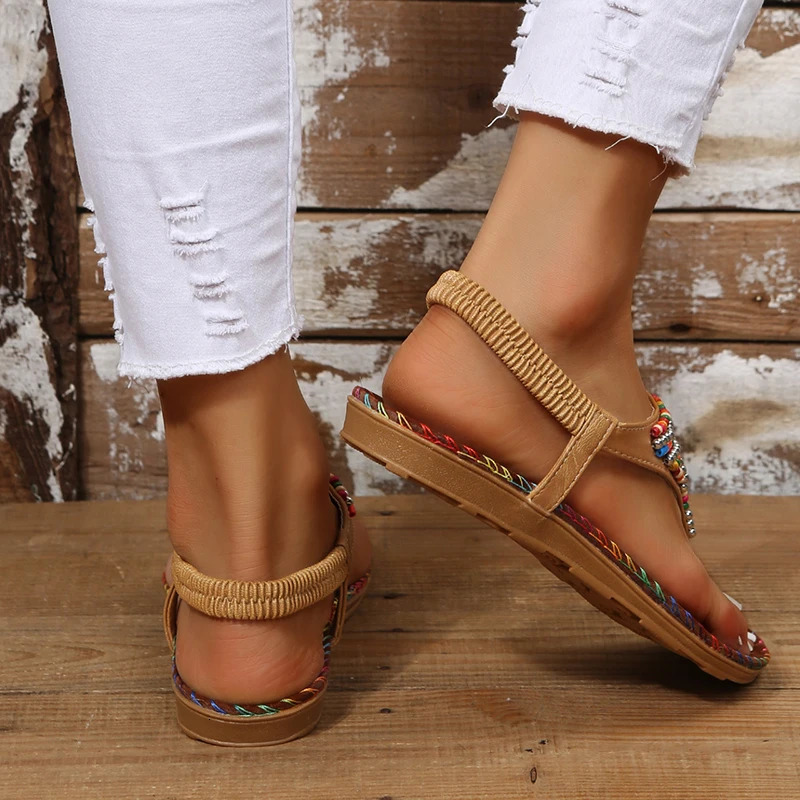 Bohemia Style Flat Heels Sandals Women Summer Clip Toe Gladiator Woman Plus Size 43 Rome Beach Shoes FlipFlops 250321BJ - view 6