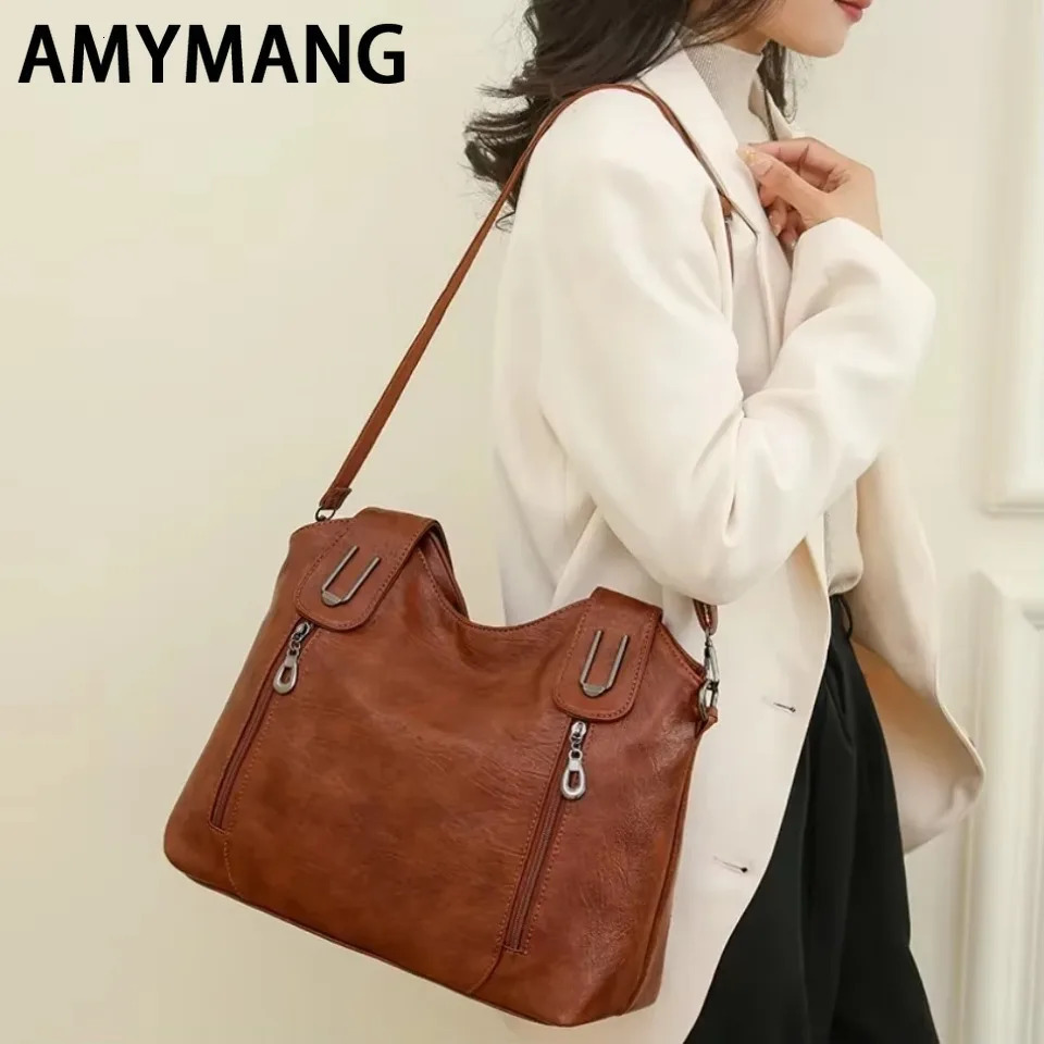 Solid color fashionable womens handbag soft leather casual cross bag shoulder messenger 250320