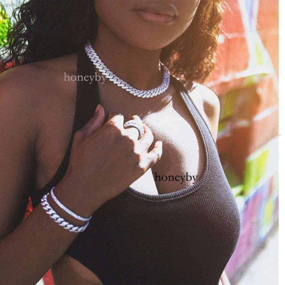 miami cuban k men 14MM wide 2 row dia prong iced out chain necklaces rapper hip hop jewelry designer necklace woman gift for girl