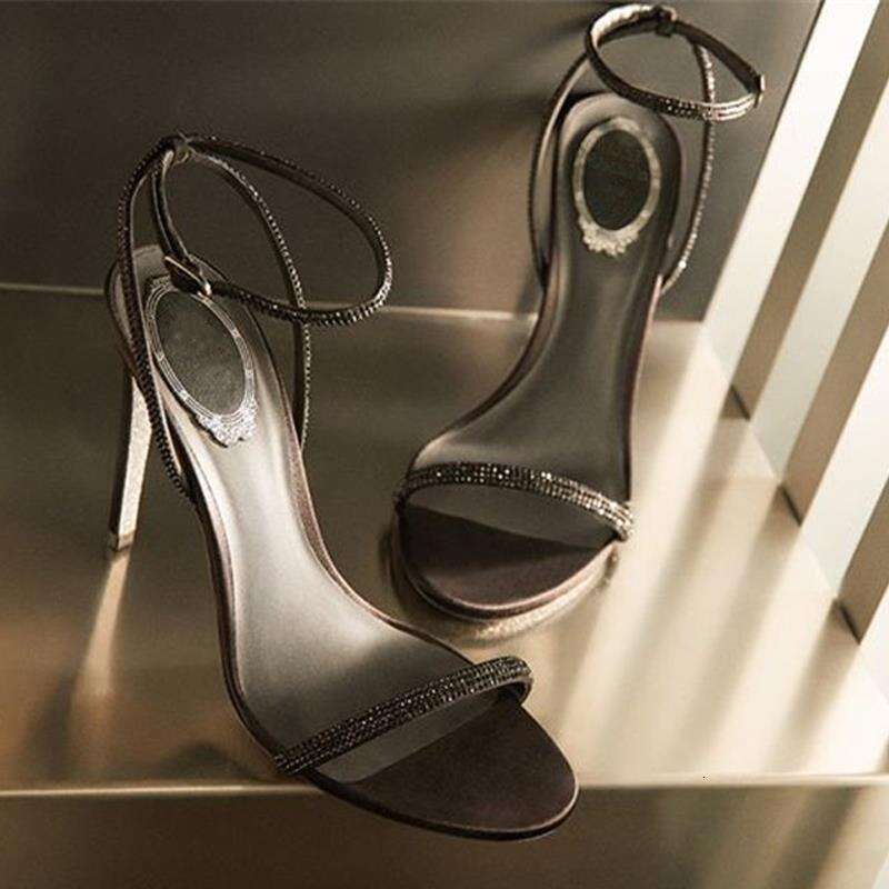 High Heel Sandals New Open Toed Buckle With Rhinestones Sexy High Women S Slim Heels Fairy Style