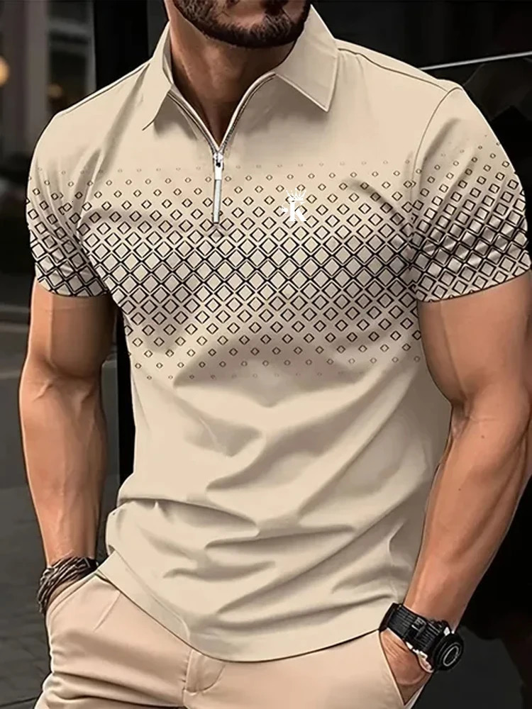 Business Mens Golf Polo Short Sleeve Shirt Outdoor Casual Daily Streetwear Summer 3D Print Microelastic Polyester 250320