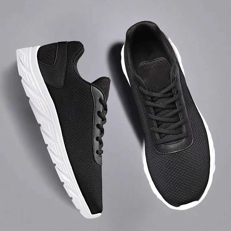 Black sneakers for mens running breathable sports lightweight mens tennis shoes Y250320