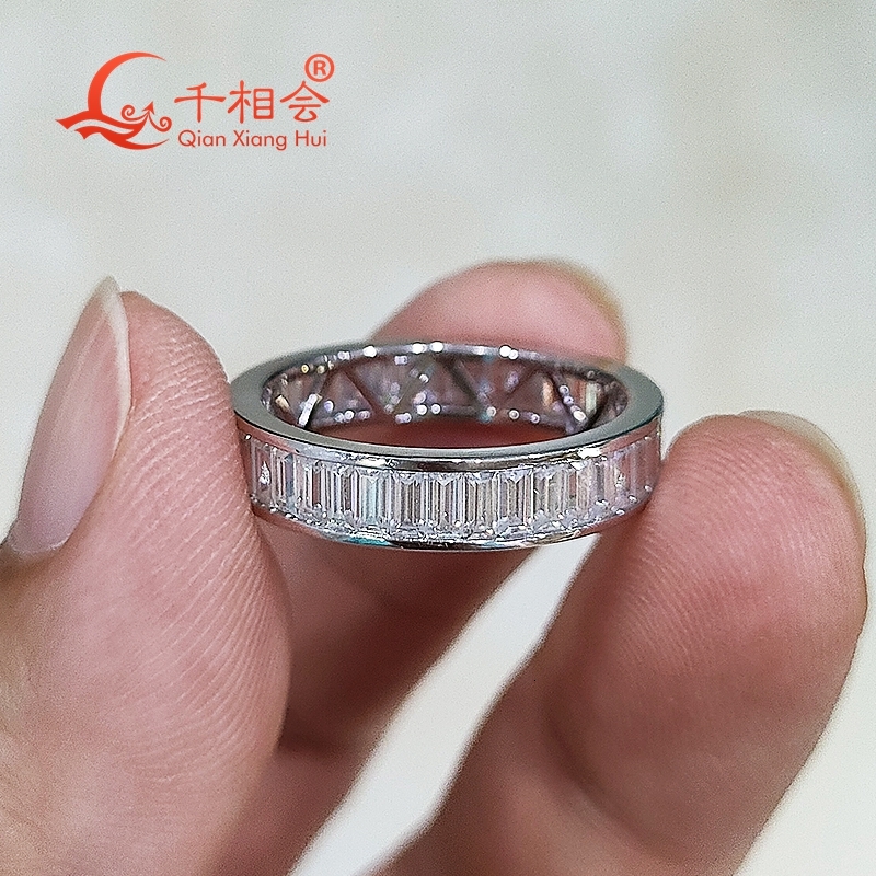 1.5*3mm baguette white moissanite eternity band ring 925 Sterling Silver Rings Jewelry Rings Engagement Ladies men