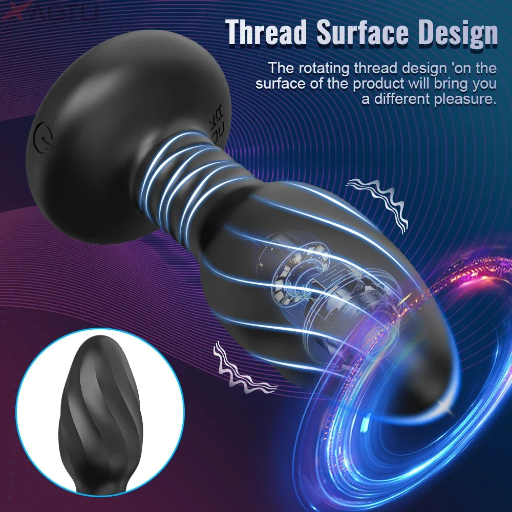 360° Rotation Vibrating LED Butt Plug for Men Wiggle Prostate Massager Gay APP Anal Vibrator Anal Plug Sex Toy for Couples 250320