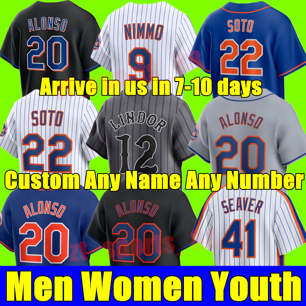 2025 Custom S-4XL Baseball Jerseys Alonso Lindor Edwin Diaz Kodai Senga Starling Strawberry Hernandez Piazza Soto Max Scherzer Men Women Youth kids