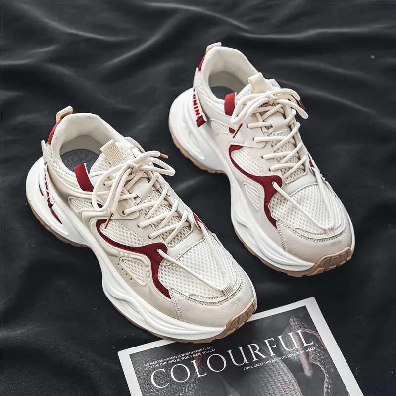 Men Casual Breathable Running New Men's Fashion Platform Sneakers Trend Lace-up Cloth Outdoor Non-slip Shoes
