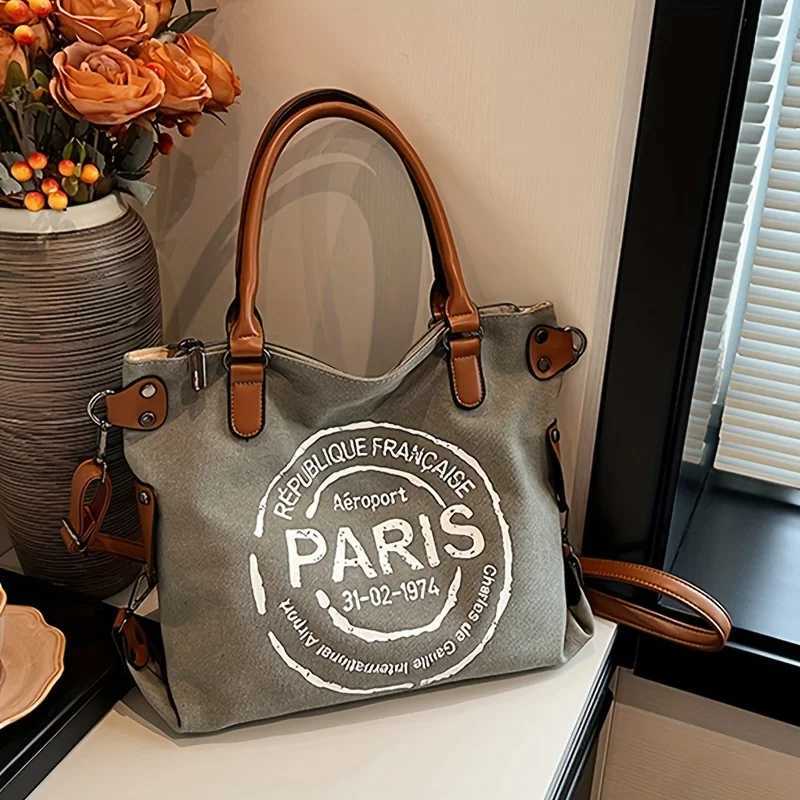 Vintage-Inspired Canvas Letter-Themed Crossbody - Durable Spacious - Perfect for Work Travel School or Vacation Y250319