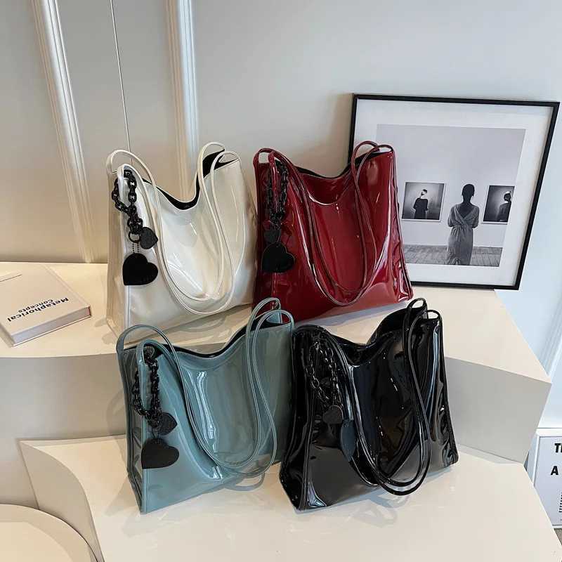 Luxury Designer Womens Fashion Patent Leather Glossy Underarm Shoulder Bags Large Capacity Commuting Handbags Y250320