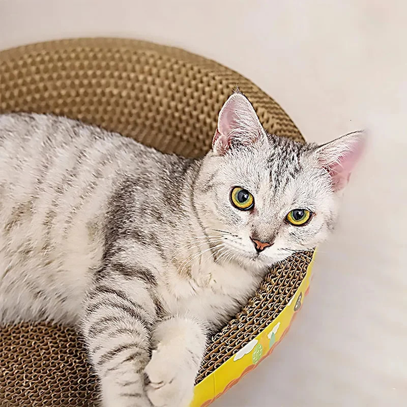 Cat Beds Furniture Board Paper Cat Claw Protect Cat Corrugated Nest Bed Cat Toys Grinding Wear-resistant Scratching Cat Oval Supplies Furniture