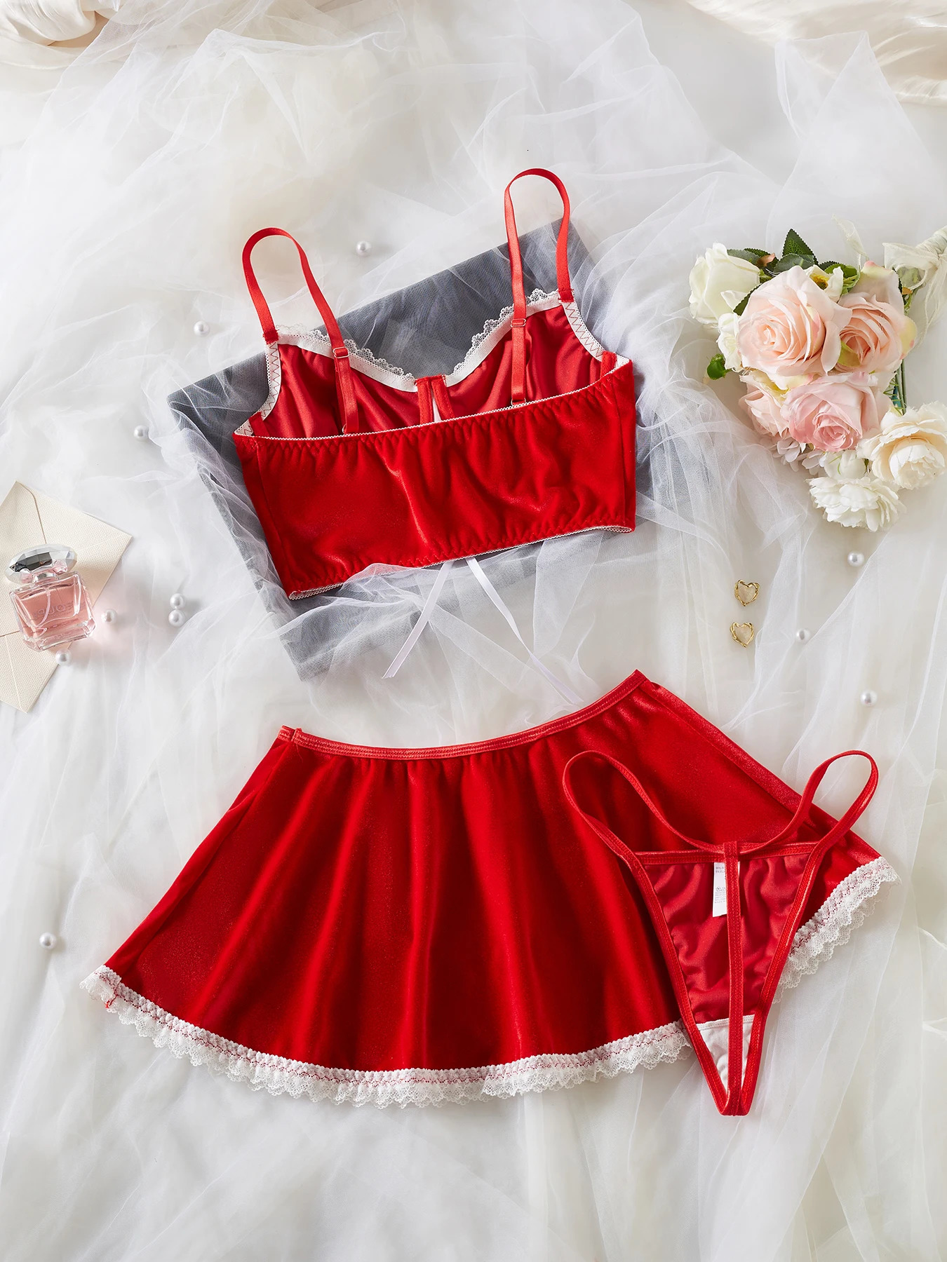 WomenS Solid Underwear French Apron Maid Dress Bow Thigh Ring Maid Lace Patchwork Lingerie Set Cosplay Lolita Sexy Lingerie 250320