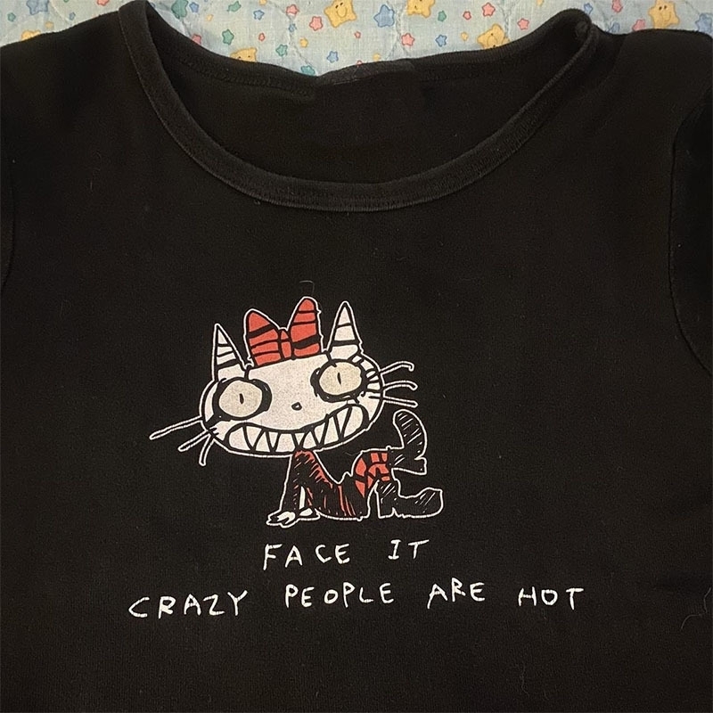 Y2k Style 2000s Top Trashy Aesthetic Short Sleeve Tees Emo Streetwear Women Gothic Clothes Crop Tops Summer Grunge T shirts 250320