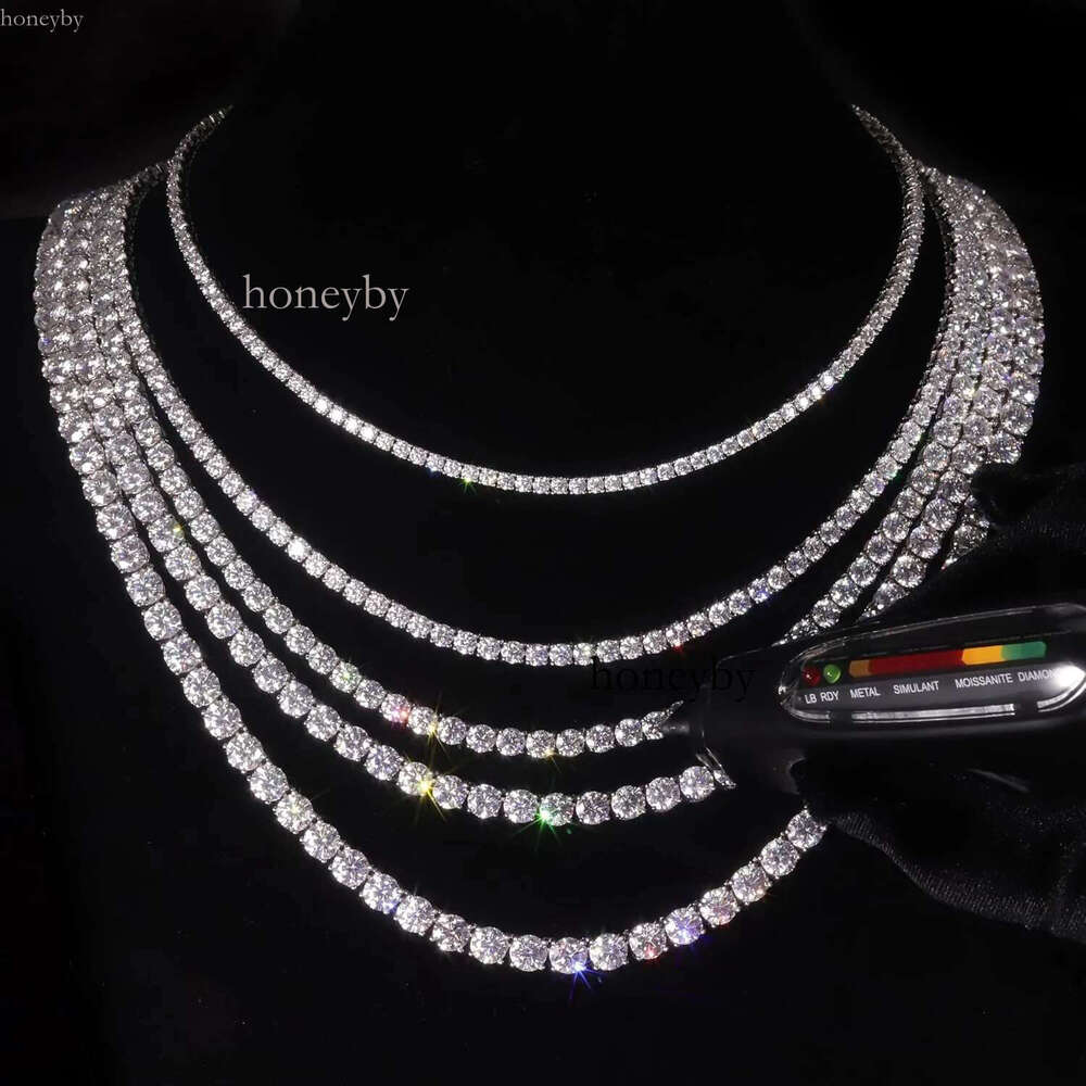 Jewelry designer hip hop necklace 2mm 3mm 4mm 5mm ice dia sterg sier Moissanite tennis bracelet