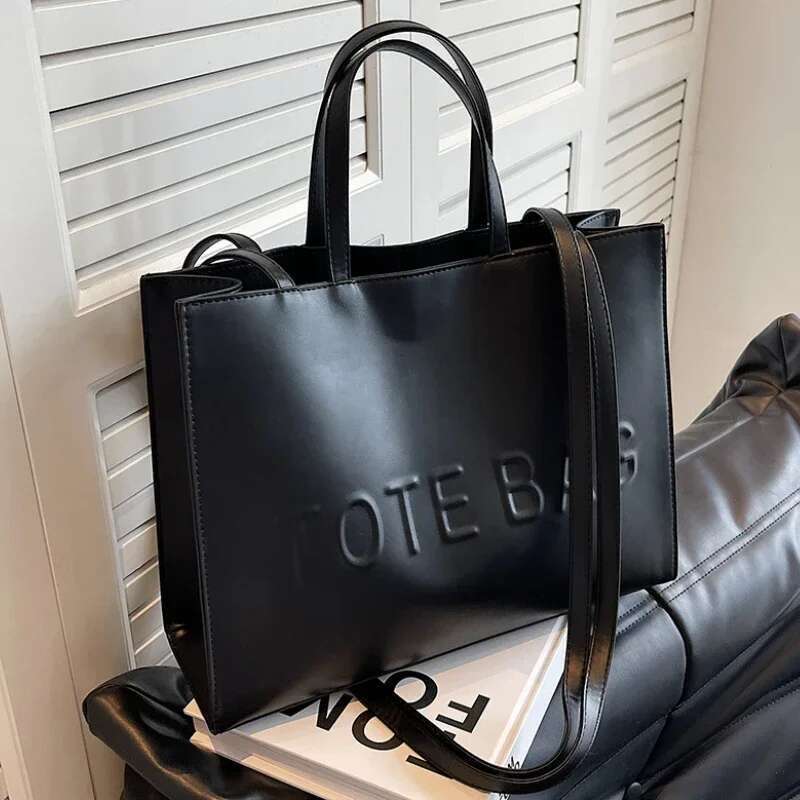 2025 Large Capacity Fashionable Tote With Letter Print Fashion Solid Color Simple Crossbody Casual Women Handbag Shoulder Bag