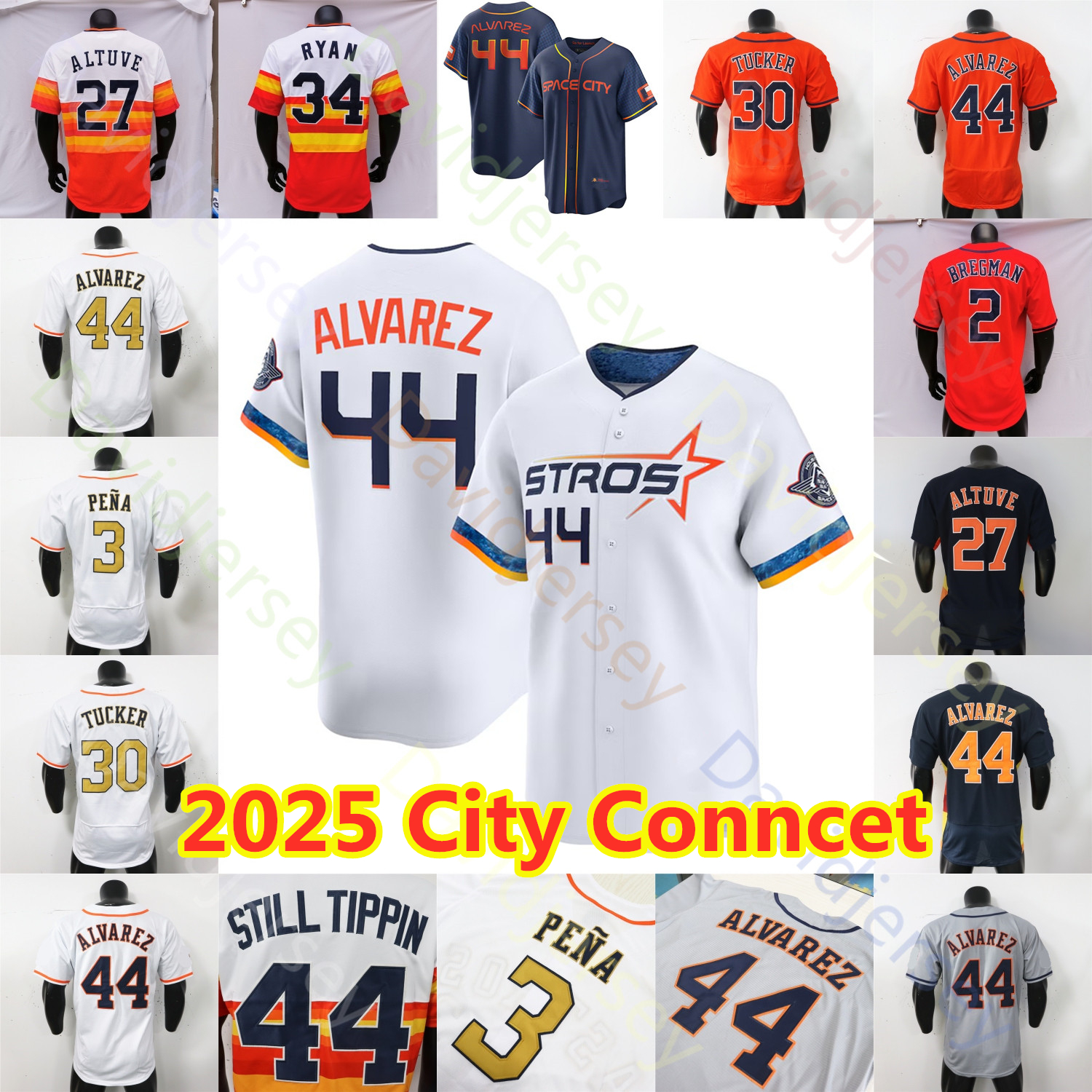 2025 City Jersey Yordan Alvarez Jose Altuve Jeremy Pena Nolan Ryan Walker Framber Valdez Still Tippin Paredes Hader McCullers Jr. Biggio Bagwell Javier Brown Diaz