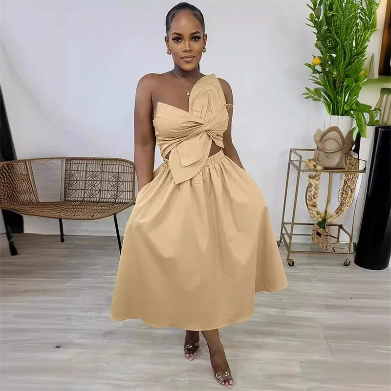 Elegant Draped Big Bow Strapless Party Long Dresses for Women Sleeveless High Waisted ALine Prom Club Birthday Dress 250320