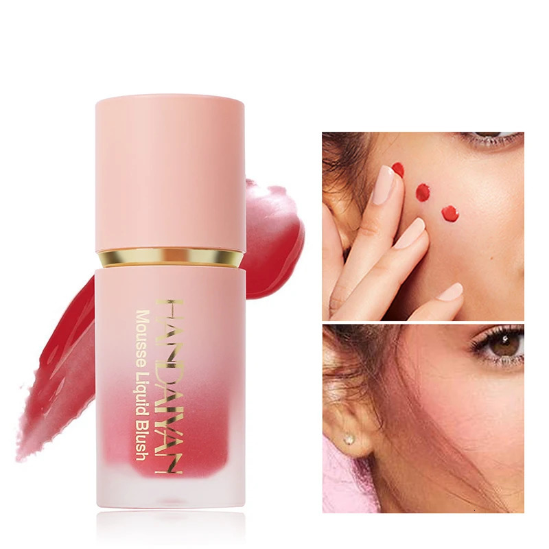 Handaiyan Matte Glitter Face Liquid Blusher Smooth Cheek Eye Mousse Blush Highlighter Stick Rouge Waterproof Contour Makeup 250321