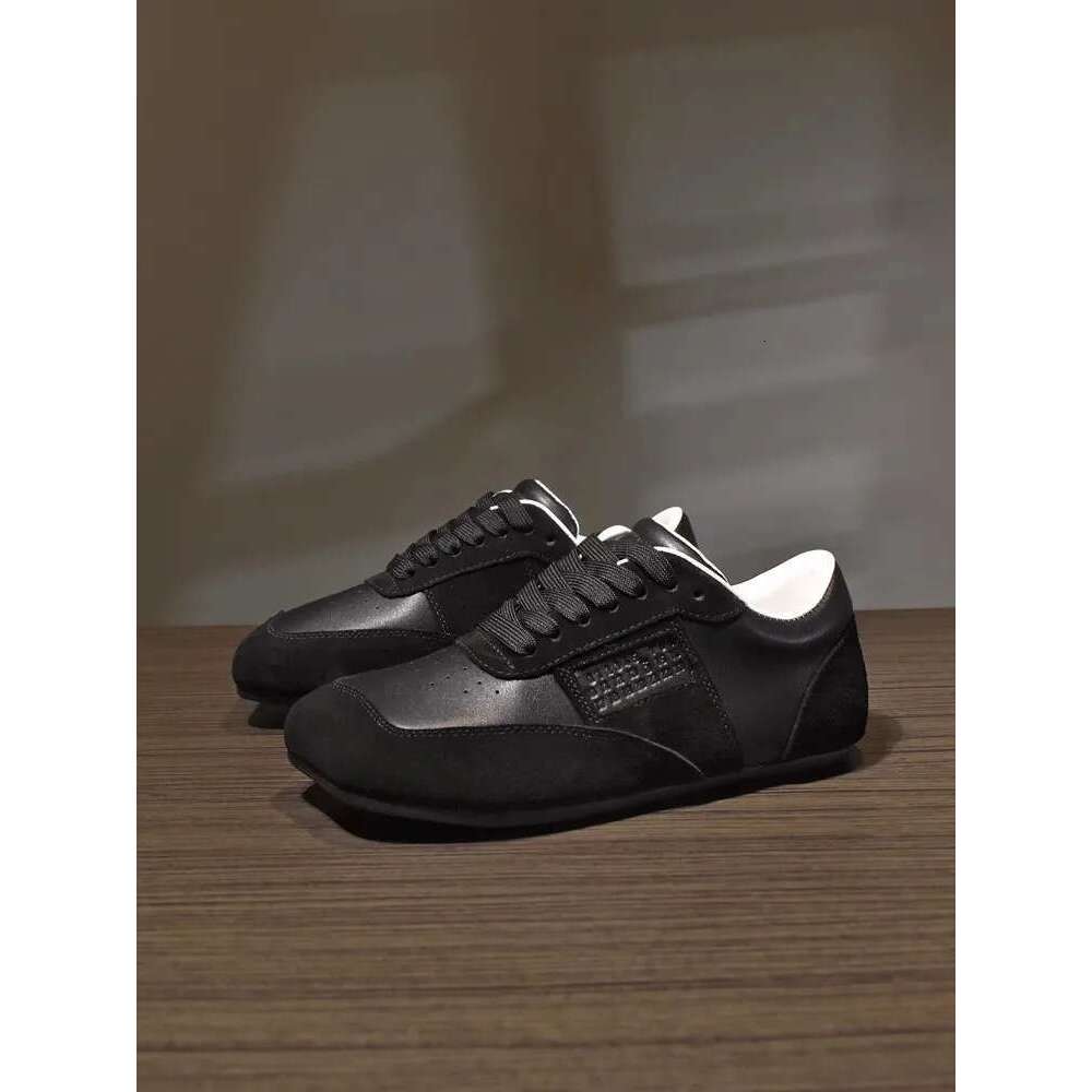 Designer Square Toe Vintage Women Casual Genuine Leather Pumps Lace Up Spring Summer Fashion Flat Walking Shoes