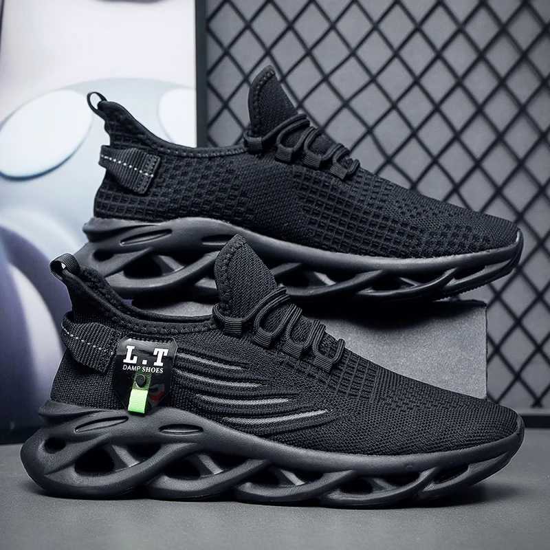 Mens running shoes large mesh lace up Cfortb sport plain weave sneakers mens soft soled lace up gym running shoes Y250320