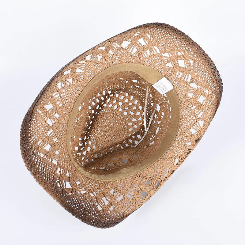 Summer Sun Hat Western Womens Cowboy Hat Hollow Retro Panama Beach Jazz Hat Grass Hat Sun Protection Hat 250320