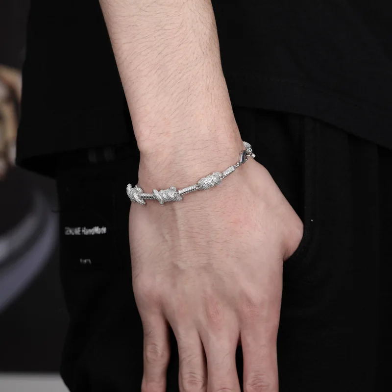 designer bracelet women luxury jewelry Hiphop/Rock Rattan Thorns Chain Bracelets For Men Fashion Silver Color Metal Wristlet Link Party Jewelry Gifts  - view 4