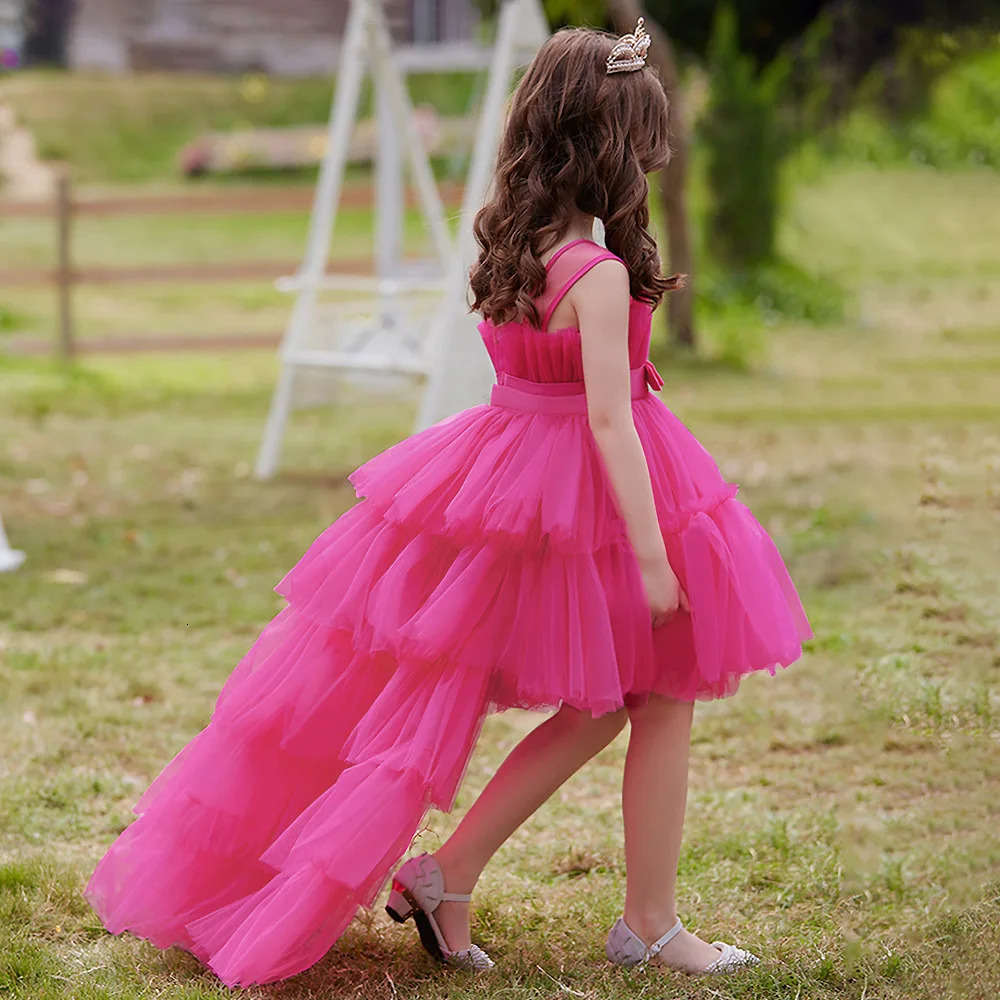 Kids Party Formal Evening Dresses Elegant Party Dresses For Girls Dresses With Trailing Detachable Princess Dress R250424