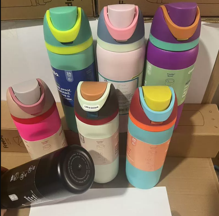 New 32Oz Owala Tumblers Insulated Mugs Stainless Steel Cups With Straw Bow Tie Flowers Print Bpa-Free Sports Water Bottle 24oz