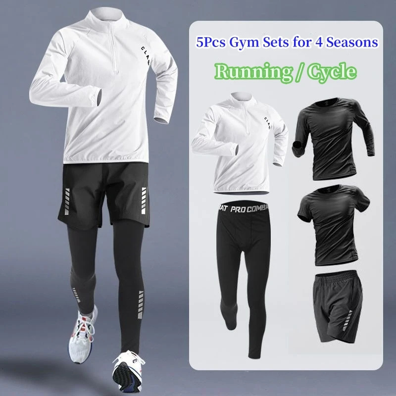 Gym Wear Men Sets Outdoor Running Tops Pants Trendy Youth Sports Keep Fit Tracksuits Joggers Trainning Cycle Clothes in 4 Season 250320