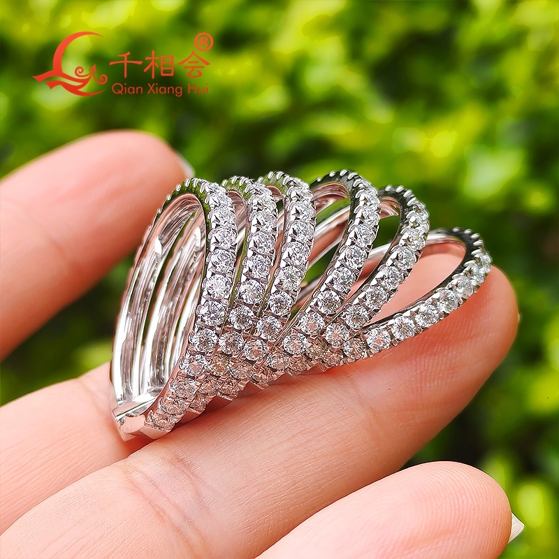 16.5mm wide 2mm six moissanite S925 silver ring perfect for men/women wedding dating gifts or fine jewelry.