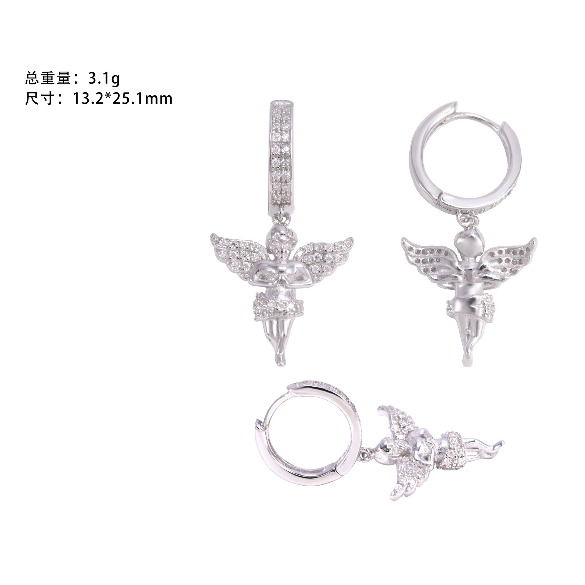 Super Joyful Popular Earrings 925 Silver vvs vs Mo Sangshi Little Angel Showcases Personality Simple Pendant Earrings