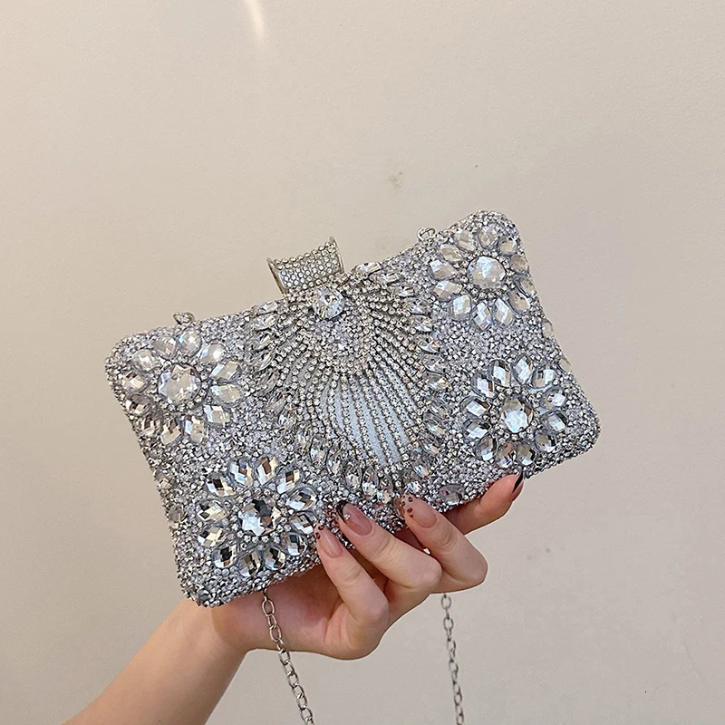 ious and sparkling Rheinstone evening clutch bag suitable for womens wedding parties dinner gemstone cross body ner handbag 250326