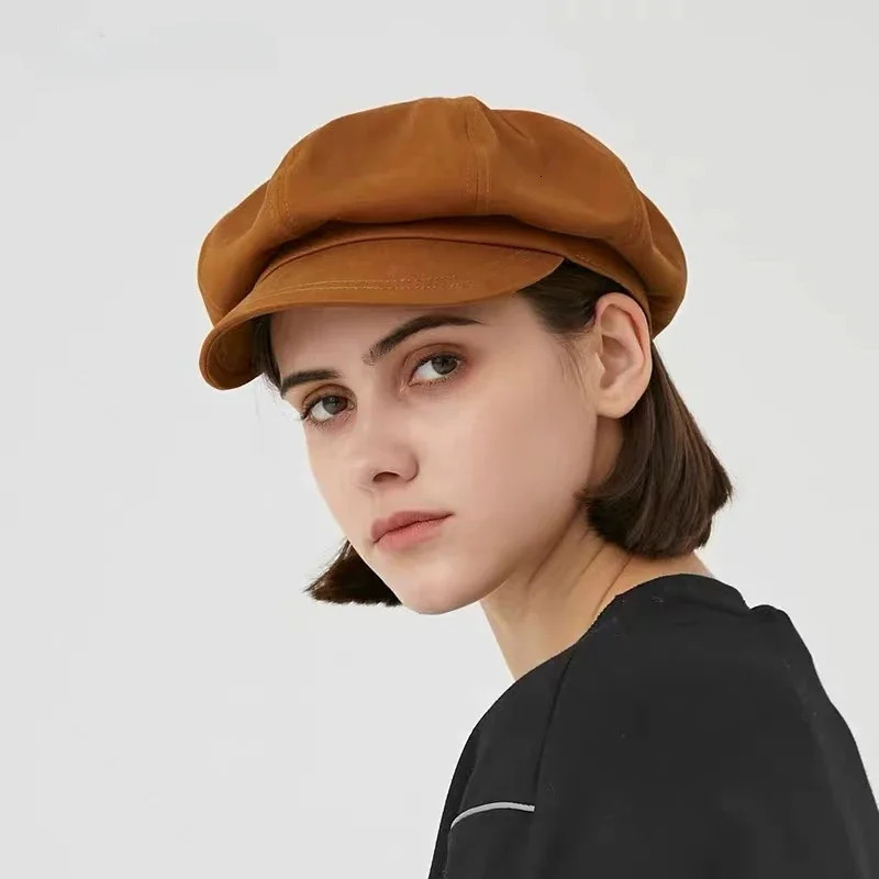 Octagonal hat mens breathable cotton baseball cap womens spring and summer gentleman fashion British retro casual beret mens and girls 250320