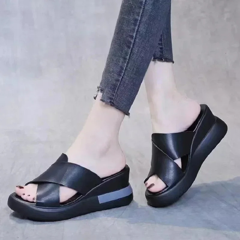 Summer Wedge Platform Sandals Fashion Retro Romen Beach Shoes Womens Casual Peek Toe Soft and Comfortable 250321BJ - view 7