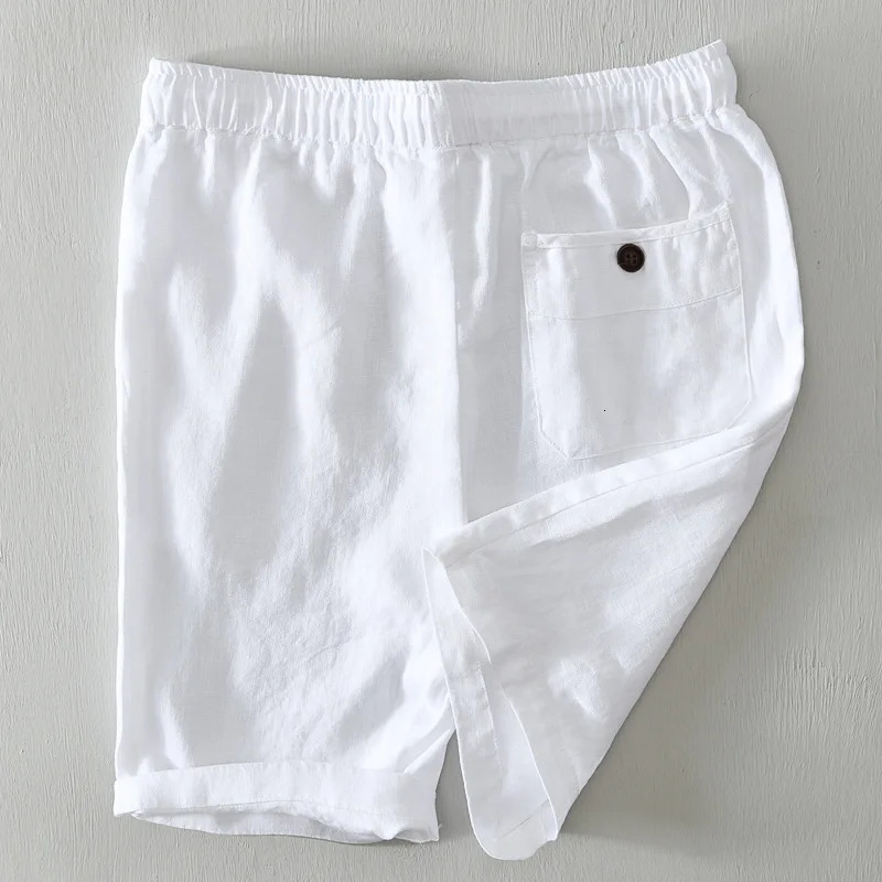 Summer Simple 100% Linen Shorts for Men Clothing Solid Color Streetwear Men Pants B8103 250320
