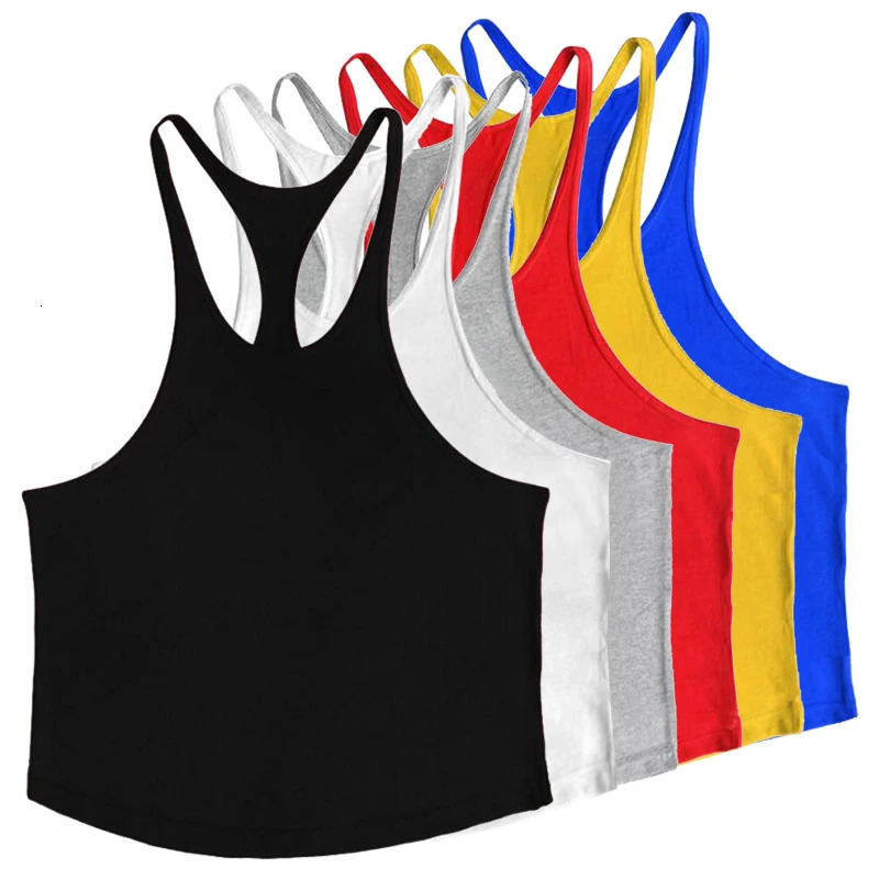 Mens Basic Solid Color Cotton Tank Tops Sleeveless Y-Back Vest Gym Muscle Training Athletic Workout Undershirt Activewear 250320