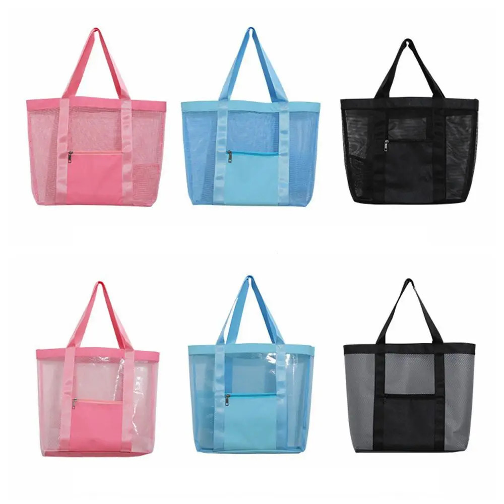 Cute PVC Beach Tote Bag Storage Bag Handbag Transparent Mesh Bag Summer Shoulder Pouch Travel Shoulder Bag Washing 250320