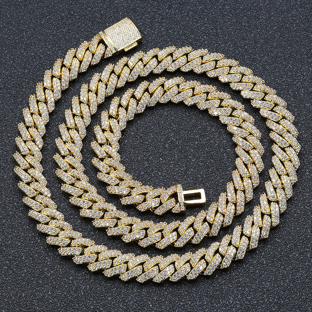Women Mens Fashion Diamond Cuban Necklace 18K 14K Gold Plated Miami Cuban Iced Chain Jewelry Customized Laser