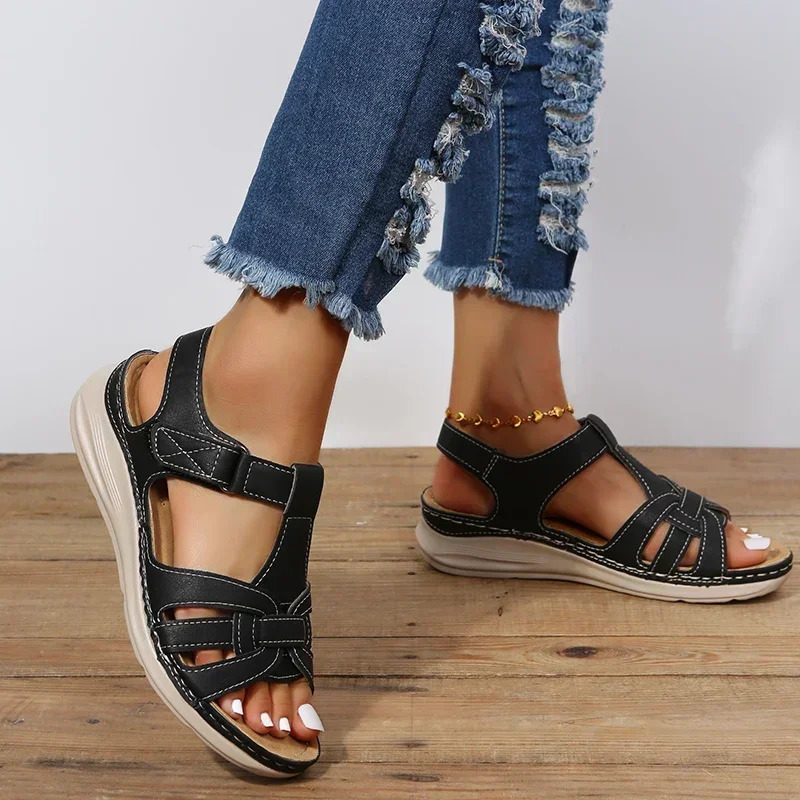 Womens highend orthodontic sandals summer open lace beach slippers womens wedge platform shoes Zapatos De Mujer 250321BJ - view 5