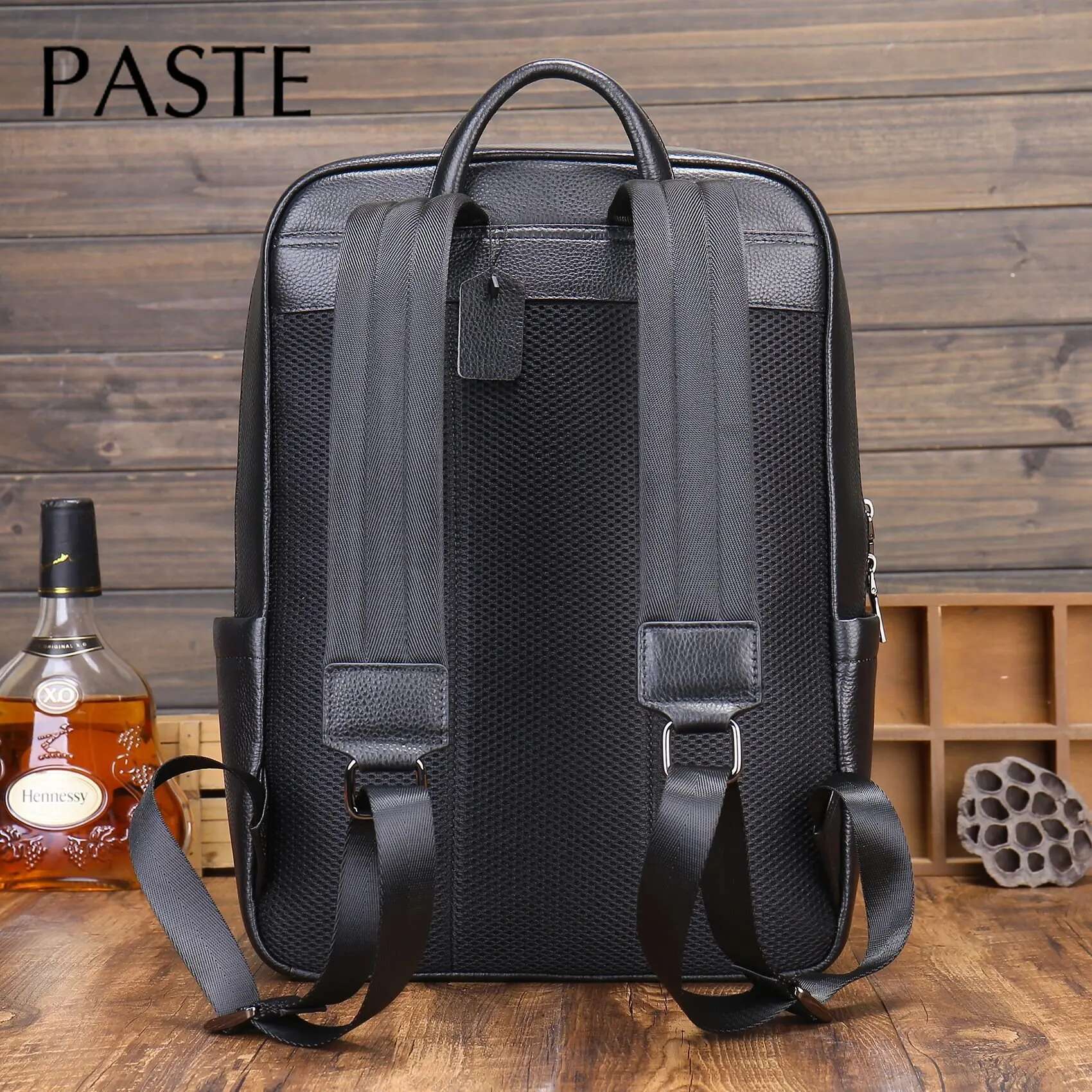 2023 Classic 100% Cow Leather Men's Backpack Black 15.6Inch Laptop School Bag Business Large Capacity Travel Backpacks