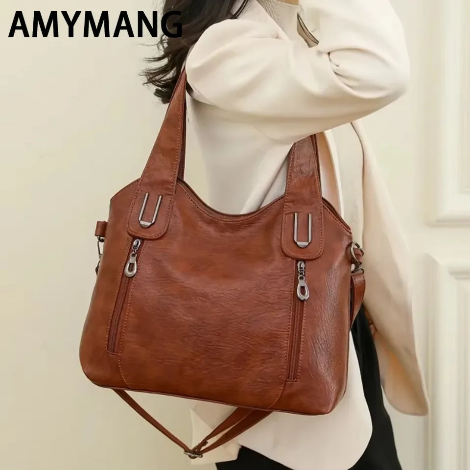 Solid color fashionable womens handbag soft leather casual cross bag shoulder messenger 250320