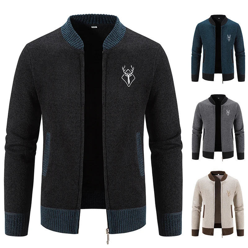 Autumn and Winter Knitted Sweater Jacket Mens Korean Baseball Jumping Cold Sweater Street Clothing Y2K Sweater Mens Trench Coat 250320