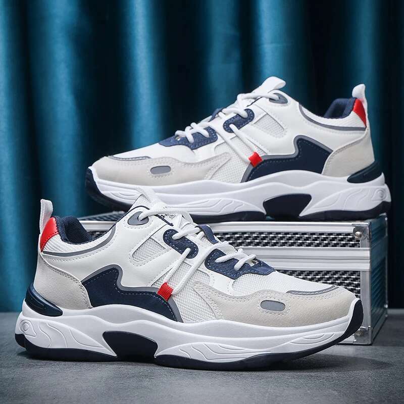 Men's fashion sports casual breathable four seasons soft soled comfortable outdoor running shoes student lace up sneakers