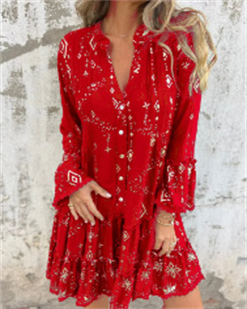 Plus Size Autumn Winter Fashion Casual Solid Color Embossed Fashion Trumpet Lace Sleeve Hollow Out Plus Size Dress Womens 250320