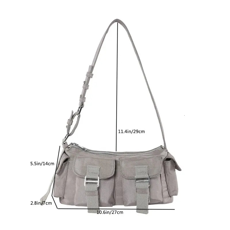Womens shoulder bag casual multi pocket handbag lightweight nylon fashionable travel wallet 250320